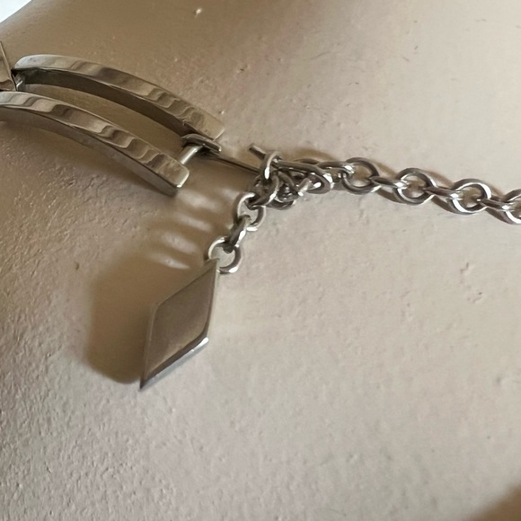 Silver Stainless Steel Minimalist MCM Necklace & Bracelet Set Vintage Jewelry - Picture 6 of 11